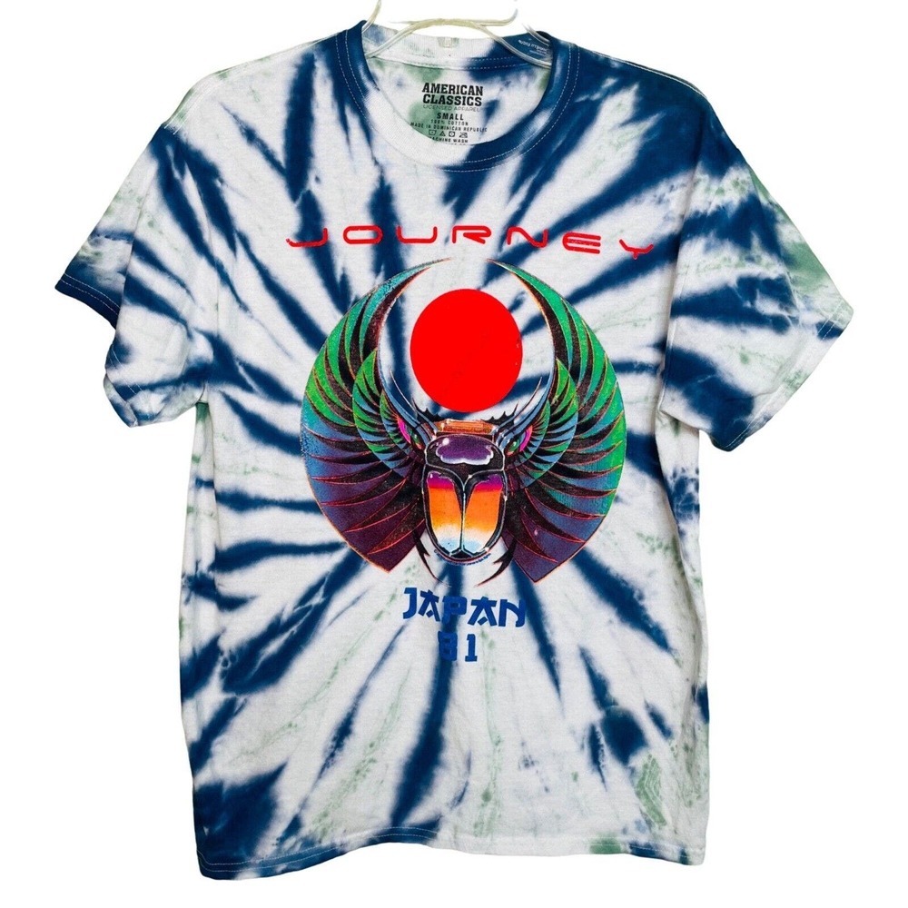 American Classics Journey Band T-Shirt Blue White Tie Dye Small